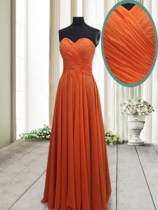 Glamorous Column/Sheath Prom Dresses Orange Red Sweetheart Chiffon Sleeveless Floor Length Lace Up