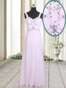 Dynamic Straps Sleeveless Zipper Floor Length Beading Prom Party Dress