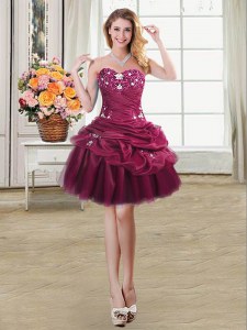 Excellent Pick Ups Mini Length Burgundy Prom Gown Sweetheart Sleeveless Lace Up