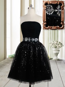 New Arrival Black Sleeveless Beading and Sequins Mini Length Prom Gown