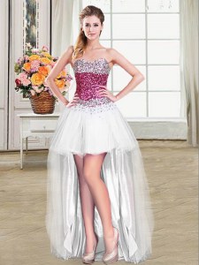 New Arrival Sweetheart Sleeveless Tulle Dress for Prom Beading Lace Up
