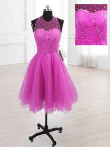 Custom Designed Organza Sleeveless Knee Length Prom Dresses and Sequins