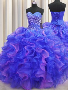 Romantic Floor Length Multi-color Quinceanera Dress Sweetheart Sleeveless Lace Up
