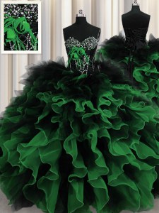 Multi-color Sweetheart Neckline Beading and Ruffles Quinceanera Dress Sleeveless Lace Up