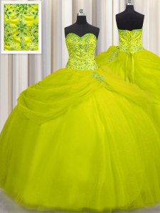 Flirting Really Puffy Sleeveless Beading Lace Up Quinceanera Dresses