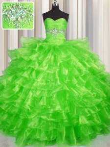 Ruffled Layers Floor Length Ball Gowns Sleeveless Ball Gown Prom Dress Lace Up