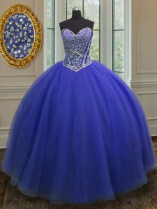 Beauteous Floor Length Royal Blue Quinceanera Dress Sweetheart Sleeveless Lace Up