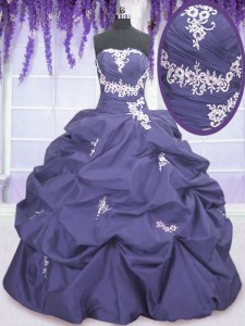 Inexpensive Appliques and Pick Ups 15th Birthday Dress Lavender Lace Up Sleeveless Floor Length
