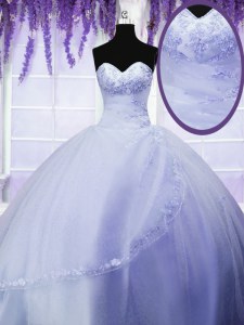 Floor Length Ball Gowns Sleeveless Light Blue Ball Gown Prom Dress Lace Up
