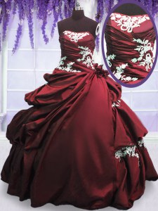 Gorgeous Halter Top Beading and Appliques and Pick Ups Quinceanera Gown Burgundy Lace Up Sleeveless Floor Length