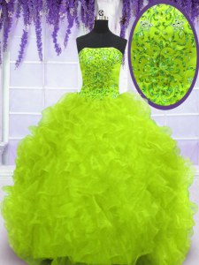 Excellent With Train Column/Sheath Sleeveless Yellow Green Quince Ball Gowns Brush Train Lace Up