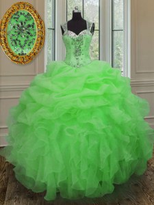 Ball Gowns Sweet 16 Quinceanera Dress Straps Organza Sleeveless Floor Length Zipper