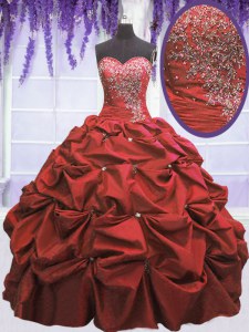 Coral Red Sweetheart Lace Up Beading and Pick Ups Sweet 16 Quinceanera Dress Sleeveless
