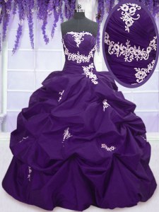 Beauteous Purple Sweet 16 Dresses Military Ball and Sweet 16 and Quinceanera and For with Appliques and Pick Ups Sweetheart Sleeveless Lace Up