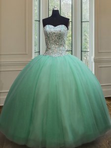 New Style Apple Green Sweetheart Neckline Beading Sweet 16 Quinceanera Dress Sleeveless Lace Up