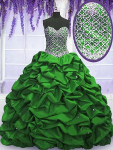 Lace Up Strapless Beading and Sequins and Pick Ups Sweet 16 Quinceanera Dress Taffeta Sleeveless