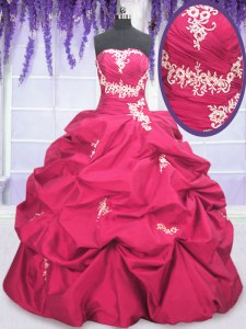 Long Sleeves Taffeta Asymmetrical Lace Up Sweet 16 Quinceanera Dress in Hot Pink with Appliques and Pick Ups