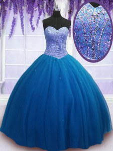 Stunning Floor Length Teal Sweet 16 Quinceanera Dress Sweetheart Sleeveless Lace Up