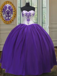 Eggplant Purple Lace Up Quinceanera Gowns Beading Sleeveless Floor Length