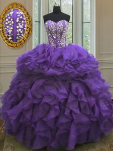 Spectacular Floor Length Eggplant Purple Ball Gown Prom Dress Sweetheart Sleeveless Lace Up