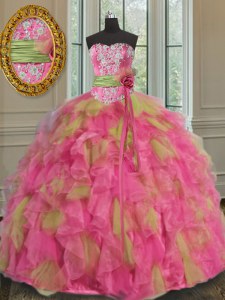 Sequins Floor Length Multi-color 15th Birthday Dress Sweetheart Sleeveless Lace Up
