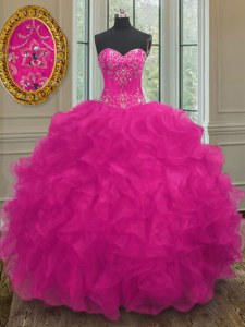 Exceptional Fuchsia 15 Quinceanera Dress Military Ball and Sweet 16 and Quinceanera and For with Beading and Embroidery Sweetheart Sleeveless Lace Up