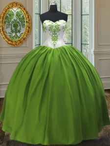Sweetheart Sleeveless Lace Up Ball Gown Prom Dress Olive Green Taffeta