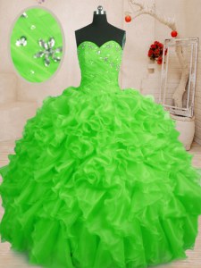 Sweetheart Sleeveless Lace Up Quinceanera Dresses Organza