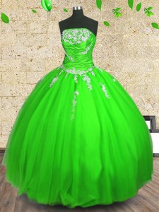 Comfortable Floor Length Quinceanera Dress Tulle Sleeveless Appliques