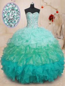 Sleeveless Beading and Ruffles Lace Up 15 Quinceanera Dress