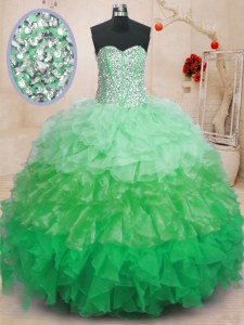 Low Price Sweetheart Sleeveless Quinceanera Dresses Floor Length Ruffles Multi-color Organza