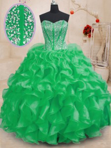 Fabulous Sweetheart Neckline Beading and Ruffles Quinceanera Dresses Sleeveless Lace Up