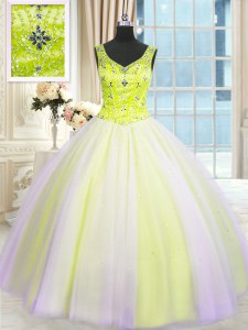 Sequins Floor Length Ball Gowns Sleeveless Multi-color Ball Gown Prom Dress Lace Up