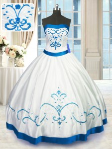 Pretty Ball Gowns Ball Gown Prom Dress White Strapless Satin Sleeveless Floor Length Lace Up