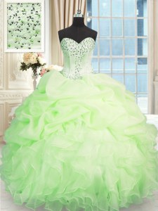 Discount Sweetheart Sleeveless Organza Quinceanera Dresses Beading and Ruffles Lace Up