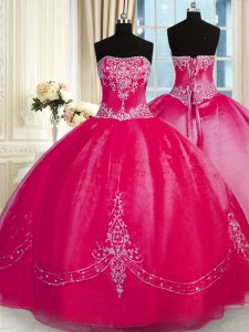 Classical Sleeveless Beading and Embroidery Lace Up Sweet 16 Dress
