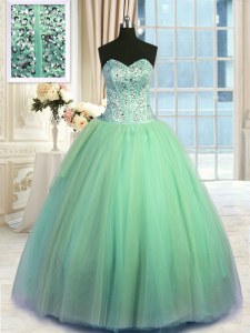 Organza Sleeveless Floor Length 15 Quinceanera Dress and Beading and Ruching