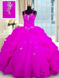 Admirable Sleeveless Lace Up Floor Length Beading and Pick Ups Quinceanera Gown