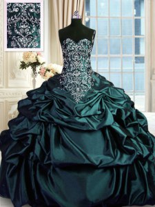Adorable Sleeveless Zipper Floor Length Beading and Embroidery and Pick Ups 15 Quinceanera Dress