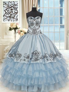 Sleeveless Lace Up Floor Length Beading and Embroidery and Ruffled Layers Sweet 16 Dress