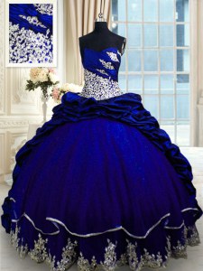 Royal Blue Sweetheart Neckline Beading and Appliques and Pick Ups Quinceanera Gowns Sleeveless Lace Up