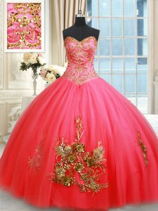 Gorgeous Sleeveless Lace Up Floor Length Beading and Appliques and Embroidery 15 Quinceanera Dress