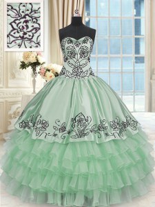 Flirting Organza and Taffeta Sleeveless Floor Length Sweet 16 Quinceanera Dress and Beading and Embroidery and Ruffled Layers