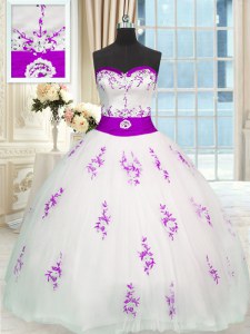 Sleeveless Appliques and Belt Lace Up Quinceanera Dresses