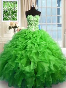 Decent Quince Ball Gowns Military Ball and Sweet 16 and Quinceanera and For with Beading and Ruffles Sweetheart Sleeveless Lace Up