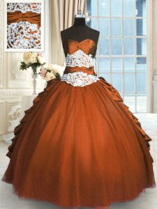 Best Sleeveless Beading and Lace and Ruching and Pick Ups Lace Up Quinceanera Dresses
