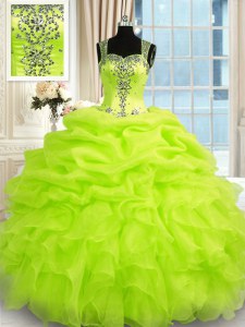 Floor Length Zipper Quinceanera Dress for Military Ball and Sweet 16 and Quinceanera with Beading and Ruffles