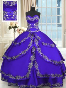 Designer Sweetheart Sleeveless Taffeta Sweet 16 Dresses Beading and Appliques and Ruffled Layers Lace Up