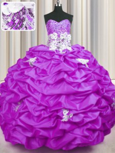 Sophisticated Lilac Sweetheart Neckline Appliques and Sequins and Pick Ups Quinceanera Dress Sleeveless Lace Up