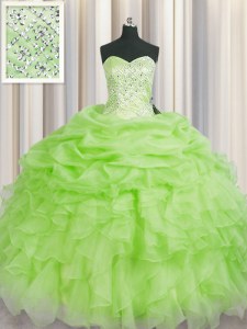 High Class Beading and Ruffles Quinceanera Dresses Lace Up Sleeveless Floor Length